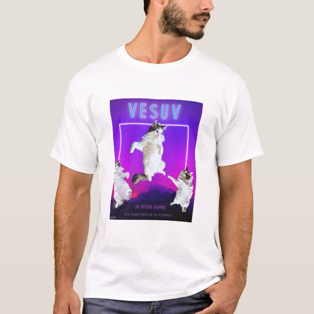 Vesuv Cat 9 Vive Unisex De Camisa Neon Engraçada (Frente)