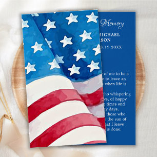 Veterano Memorial Funeral Prayer Card USA Flag