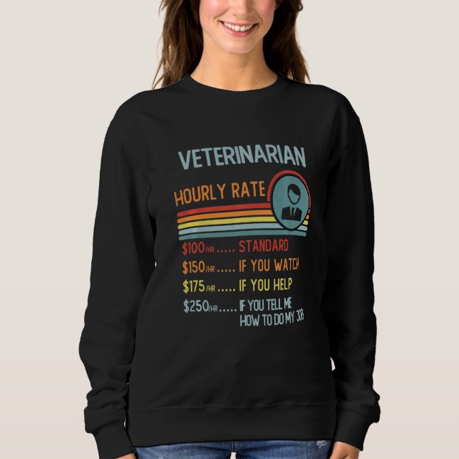 Veterinarian Hourly Rate T-Shirt Retro Job Title P (Frente)