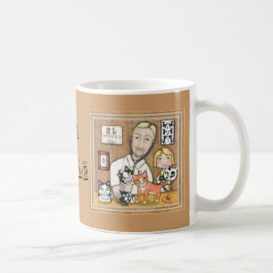 Veterinário com a caneca de café dos gatinhos