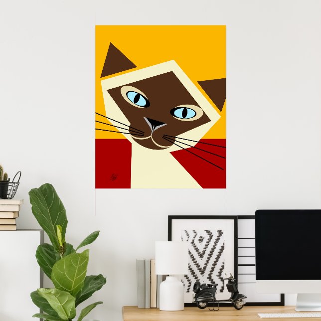 Vetor Siamese Cat Portrait Poster (Escritório em casa)