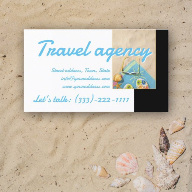 Viagem Agency Beach Time Black White Cartão de vis (Perfect for business)