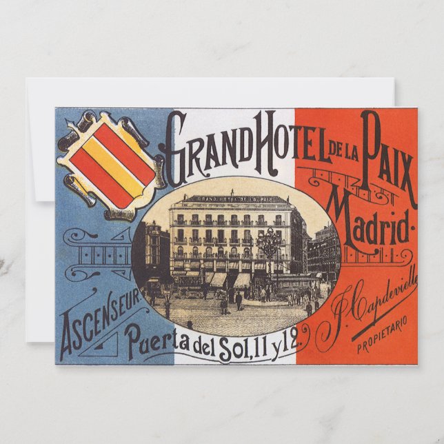 Viagem Antiga, Grand Hotel Paix, Madrid, Espanha (Frente)