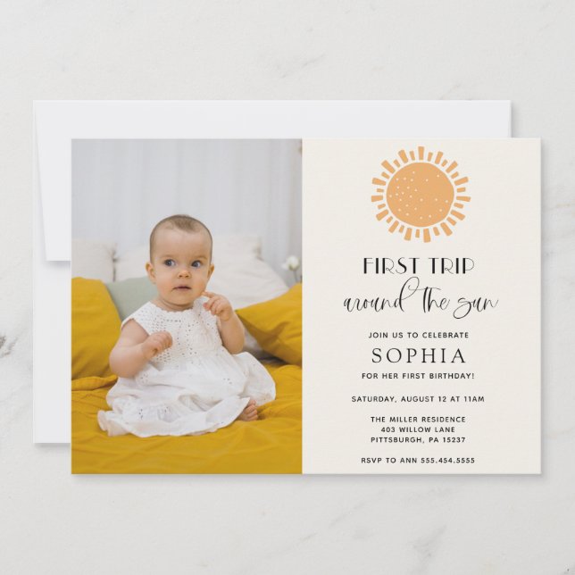Viagem ao redor do Sun Foto Convite de Aniversário (Frente)