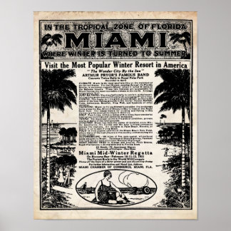 Viagem de anúncio Vintage Miami Impressão