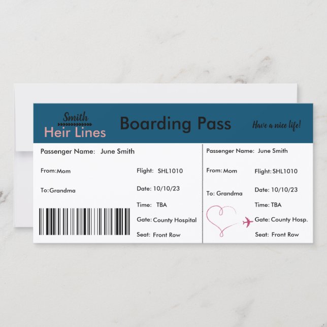 Viagem de Cartão de Aviso de Gravidez (Frente)