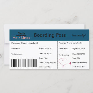 Viagem de Cartão de Aviso de Gravidez