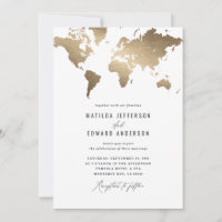 Viagem de casamento do mapa do mundo do ouro metál