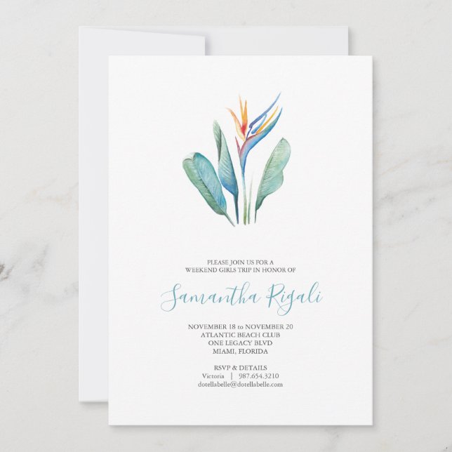 Viagem de Fim de Semana de Raparigas Florais Tropi (Frente)