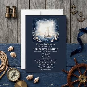 Viagem Elegante de Amor Convite de Casamento Náuti