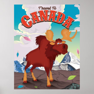 Viagem para o Canadá vintage cartoon poster