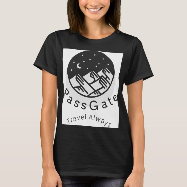 Viagem PassGate Sempre Camisa Negra Mulher (Frente)