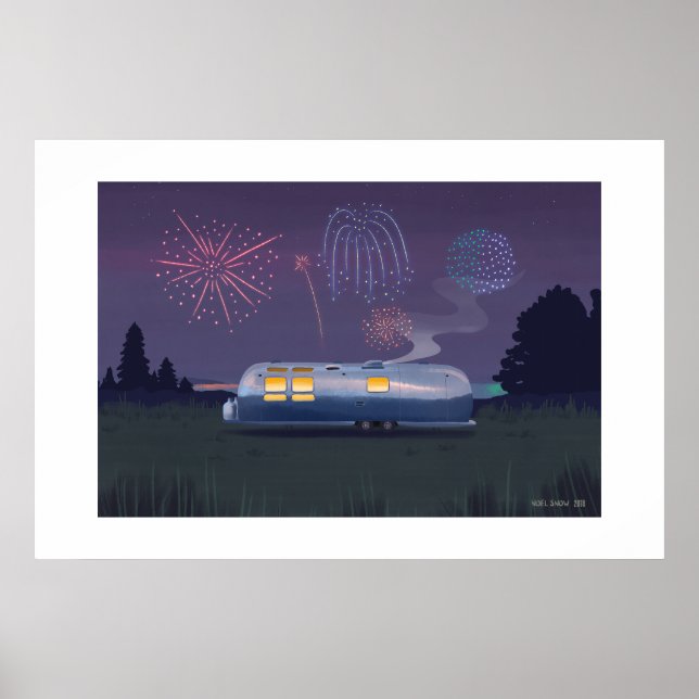 Viagem Silver RV & Night Sky Large Impressão (Frente)