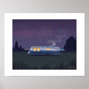 Viagem Trailer Silver RV & Night Sky Art Impressão