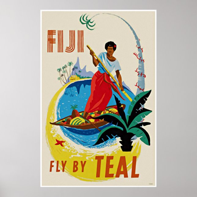 Viagens vintage Art Poster Oceanic Fiji (Frente)