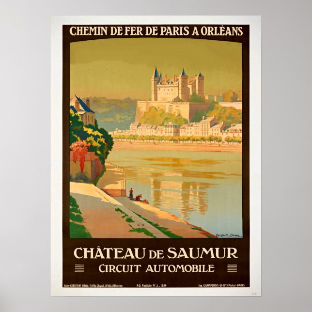 Viagens vintage - Chateau de Samur France Poster (Frente)