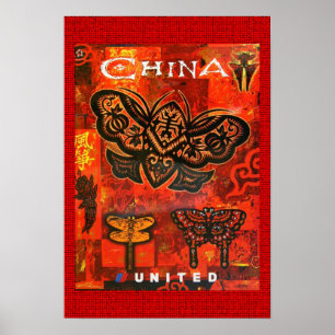Viagens vintage China unida poster