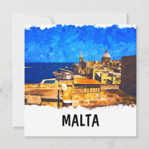 Viagens vintage de Aquarela de Malta Valletta