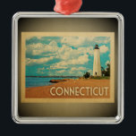 Viagens vintage de Ornamento de Connecticut<br><div class="desc">Um ornamento legal em Connecticut com um farol na costa do penhasco,  olhando para o oceano Atlântico.</div>