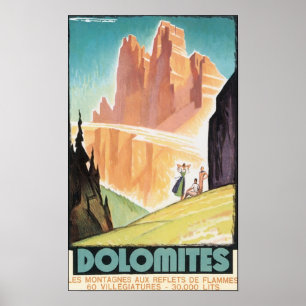 Viagens vintage de Poster de Dolomites