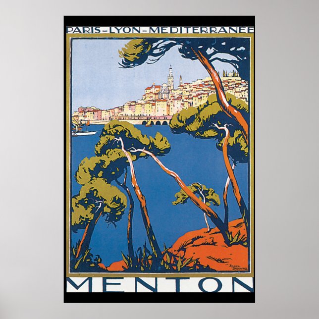 Viagens vintage de Poster de Menton (Frente)