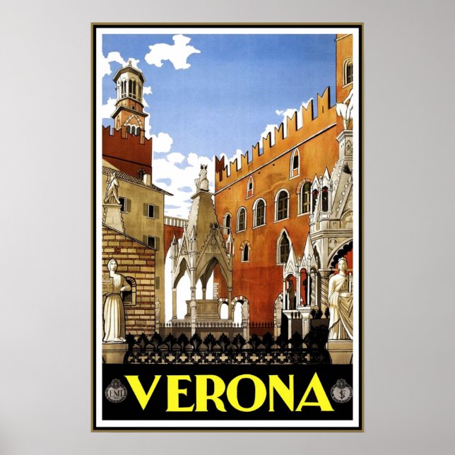 Viagens vintage de Poster de Verona Viagem Itália (Frente)
