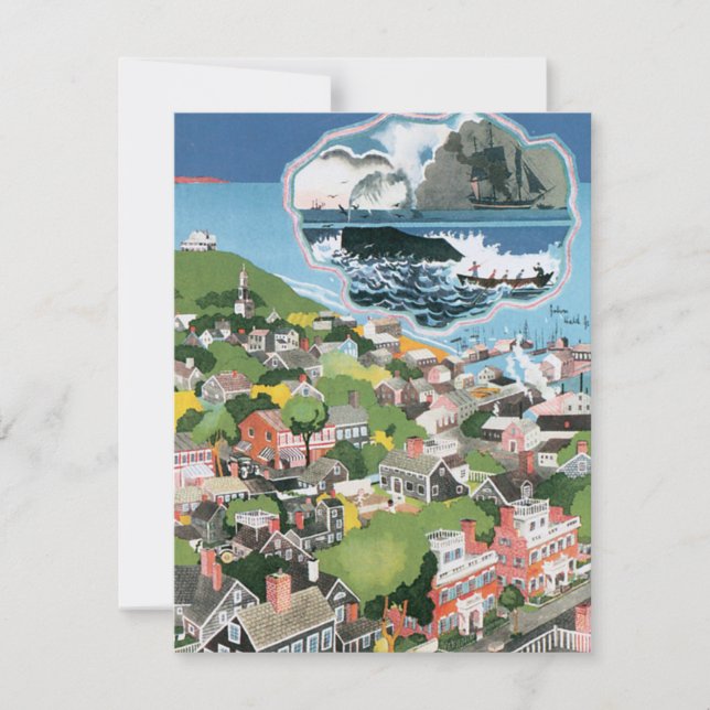 Viagens vintage de Poster, Mapa de Nantucket Islan (Frente)