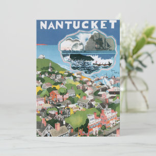 Viagens vintage de Poster, Mapa de Nantucket Islan
