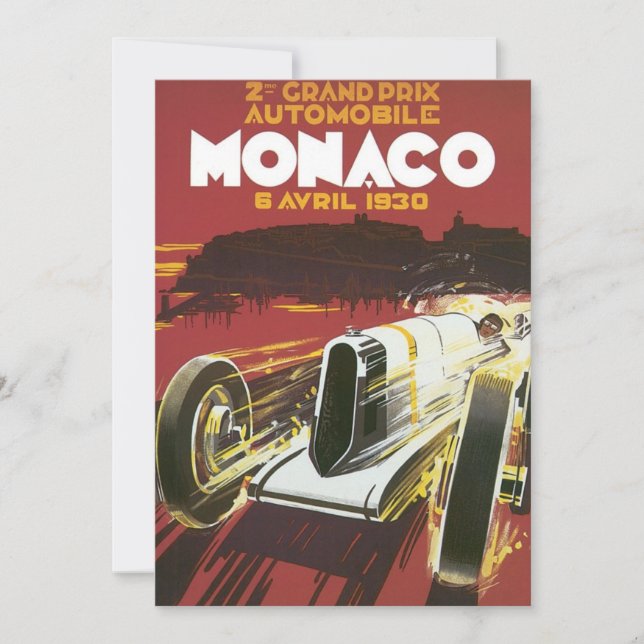 Viagens vintage de Poster, Mônaco Grand Prix Auto  (Frente)