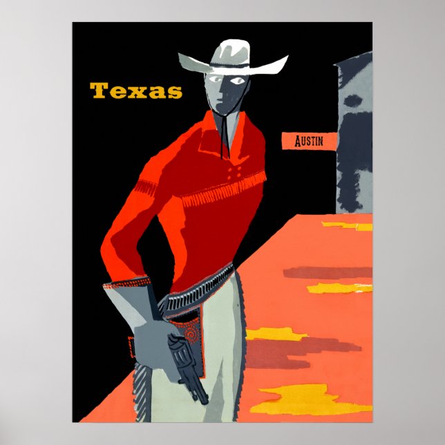 Viagens vintage de poster para Austin, Texas (Frente)