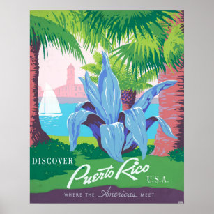 Viagens vintage de Poster promovendo Porto Rico 2