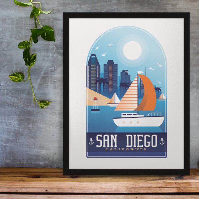 Viagens vintage de Poster San Diego California (San Diego Vintage Travel Poster)