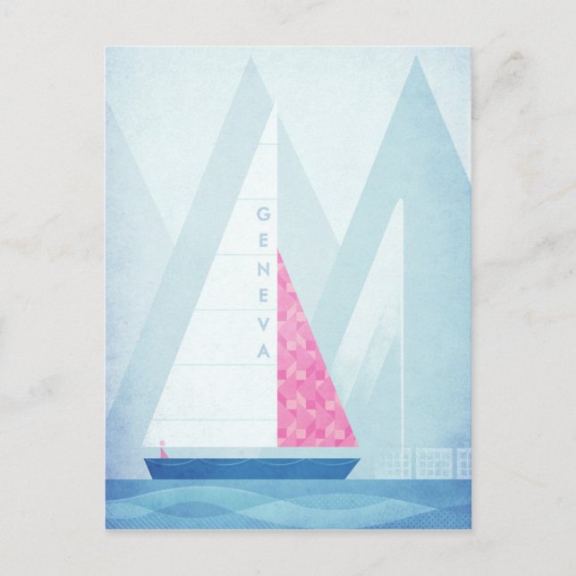 Viagens vintage do Lago Genebra - Cartão postal de (Frente)