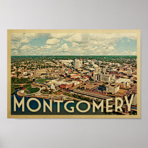 Viagens vintage do poster de Montgomery Alabama