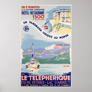 Viagens vintage - Lago Annecy - França Poster