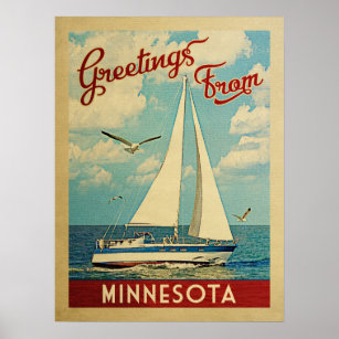 Viagens vintage Poster de veleiro de Minnesota