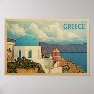 Viagens vintage Poster grécia Santorini grego