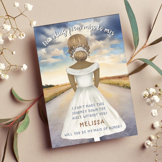 Viajando da Senhorita para a proposta da Sra. Brid (Traveling From Miss to Mrs Bridesmaid Proposal
)