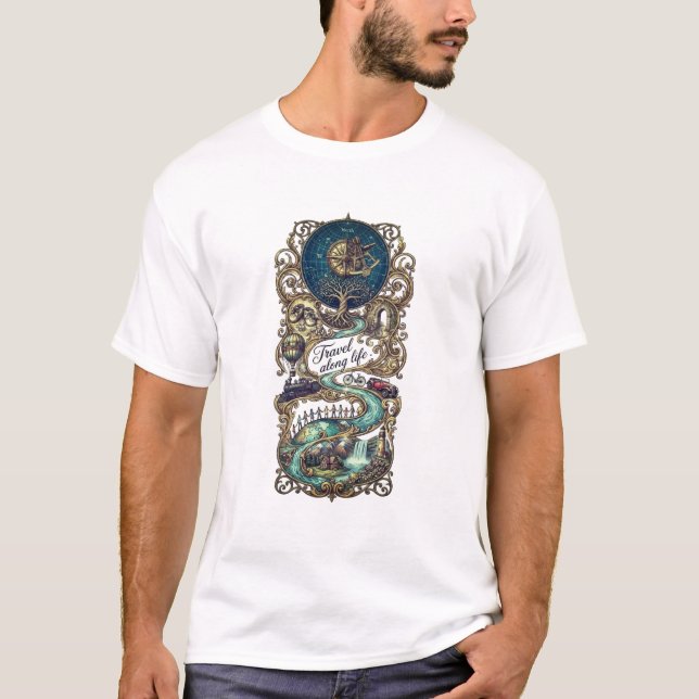 Viaje Ao Longo Da Vida" Camisa Artística De Aventu (Frente)