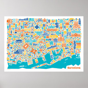 Vianina Barcelona City Map poster
