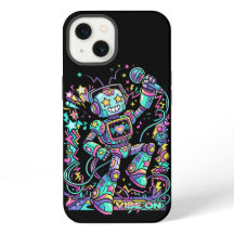 VIBE ON Neon Robot DJ – Mascote Colorido de Música