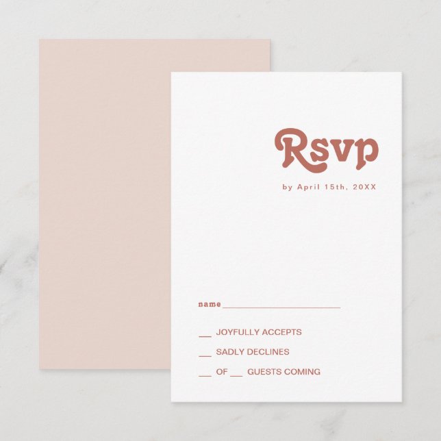 Vibes de Retro Simples | Placa RSVP Cor-de-Rosa Es (Frente/Verso)