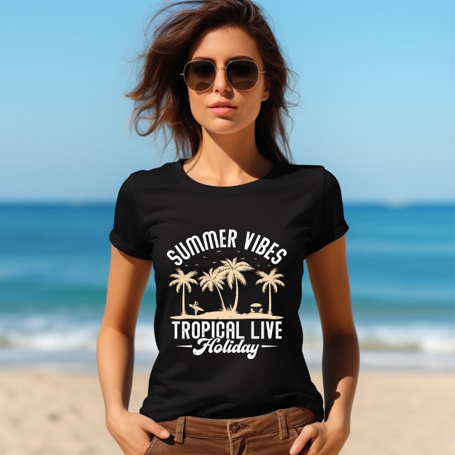 Víblias de Verão: T-Shirt Tropical Live Holiday (Criador carregado)