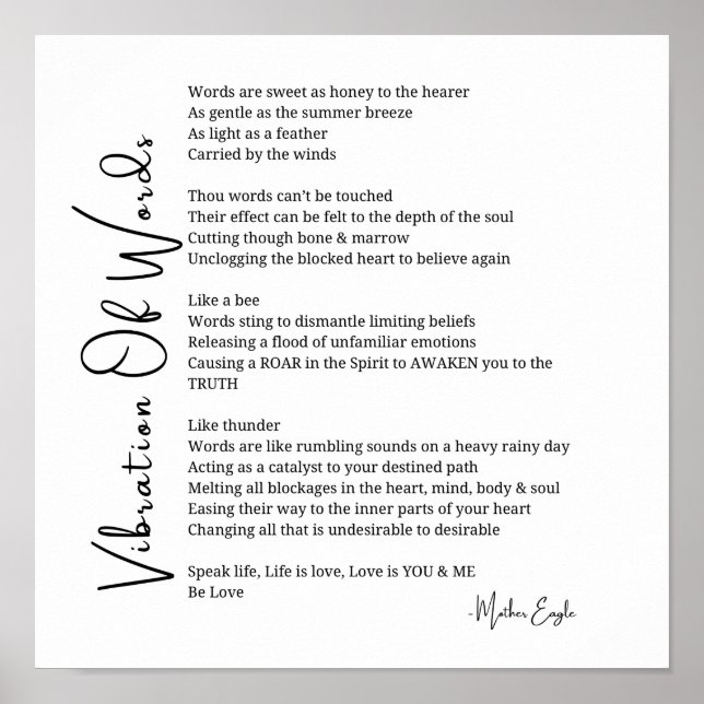 Vibração de palavras despertando poema poster (Frente)