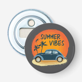 vibração de verão com carro retrô na praia