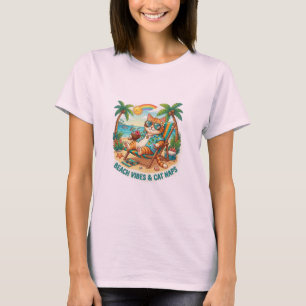 Vibrações de Praia e Sonecas de Gato Camiseta Dive