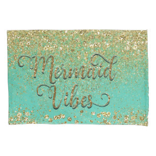 Vibrações de Sereia Dourado Espelhado Glam Teal