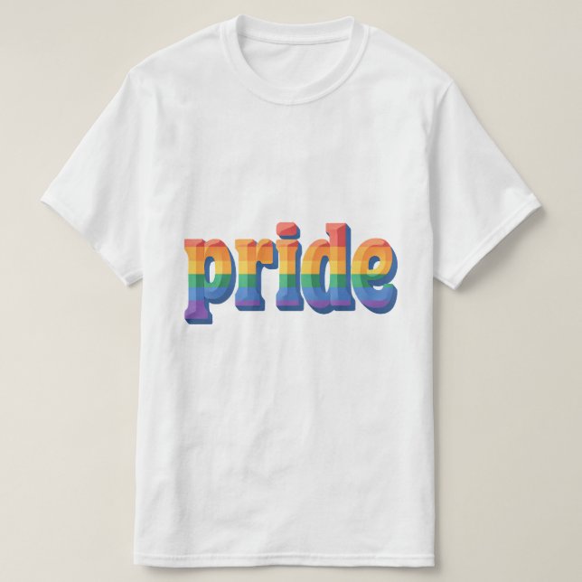 Vibrant 3D Rainbow Pride Lowercase Text T-Shirt (Frente do Design)