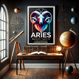 Vibrant Aries - Símbolo Zodiac Poster