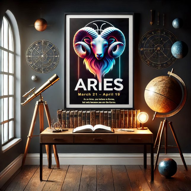 Vibrant Aries - Símbolo Zodiac Poster (Criador carregado)